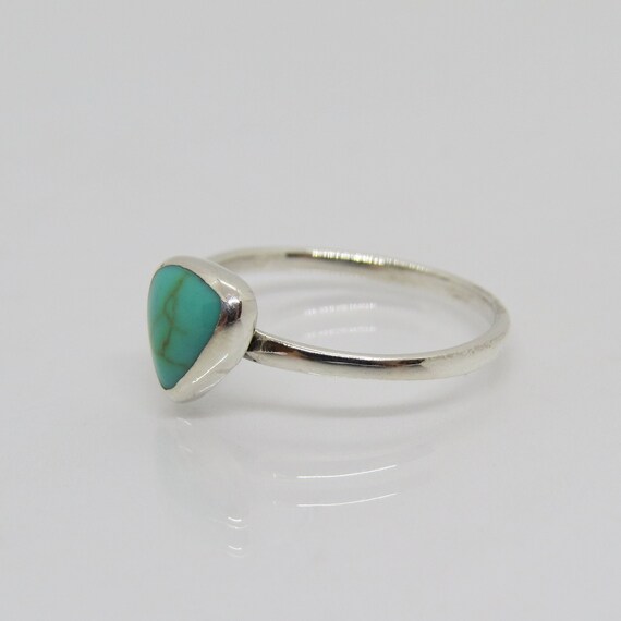Vintage Sterling Silver Triangle Turquoise Ring S… - image 3
