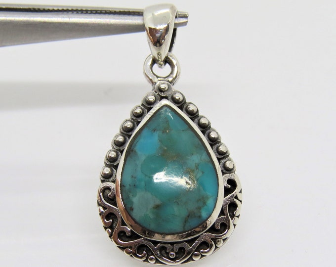 Vintage Sterling Silver Turquoise Pendant