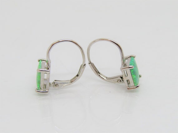 Vintage Sterling Silver Square Green Opal Earrings - image 6