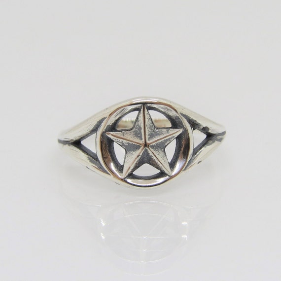Vintage Sterling Silver Star Ring Size 7 - image 1
