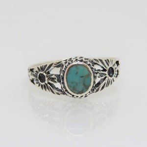 Vintage Sterling Silver Turquoise Thunderbird Ring Size 7