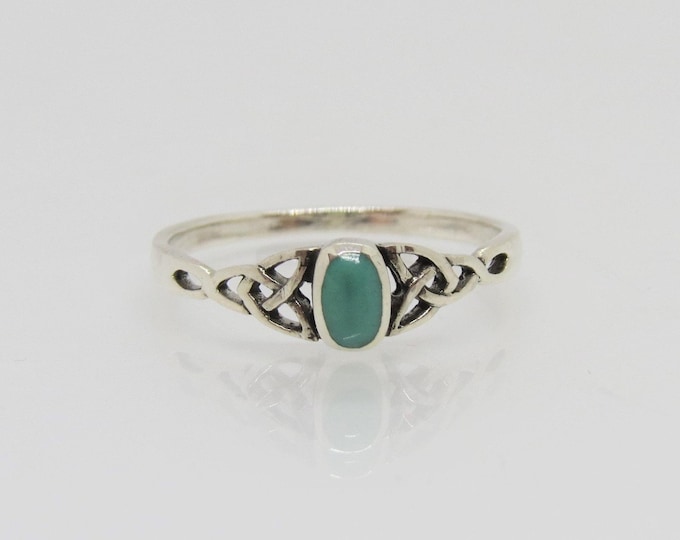 Vintage Celtic Sterling Silver Turquoise Ring Size 6