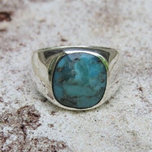 Sterling Silver Natural Turquoise Unisex Ring Size 9