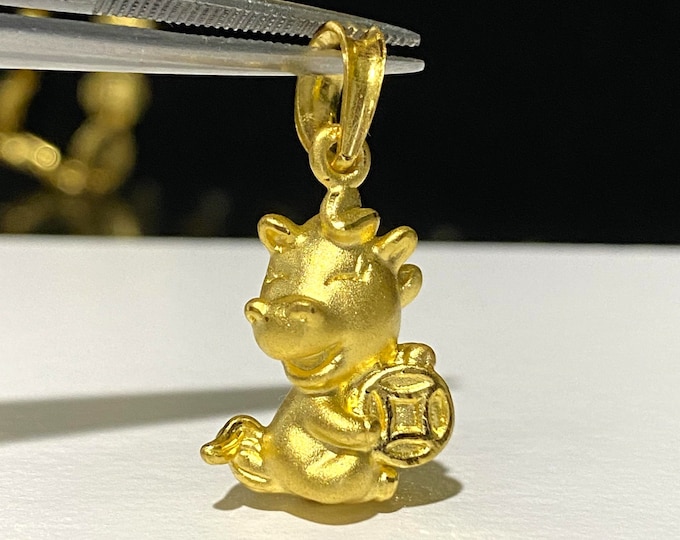 Vintage 24K 999 Pure Gold Horse Zodiac Pendant.