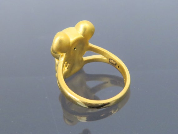 Vintage 24K 9999 Pure Gold Rat, Mouse Ring Size 6… - image 2