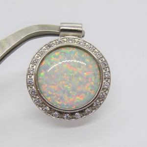 Vintage Sterling Silver White Opal & White Topaz Pendant