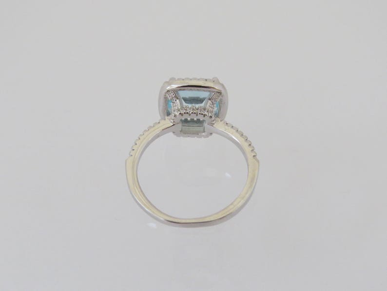 Vintage Sterling Silver Aquamarine & White Topaz Halo Ring - Etsy