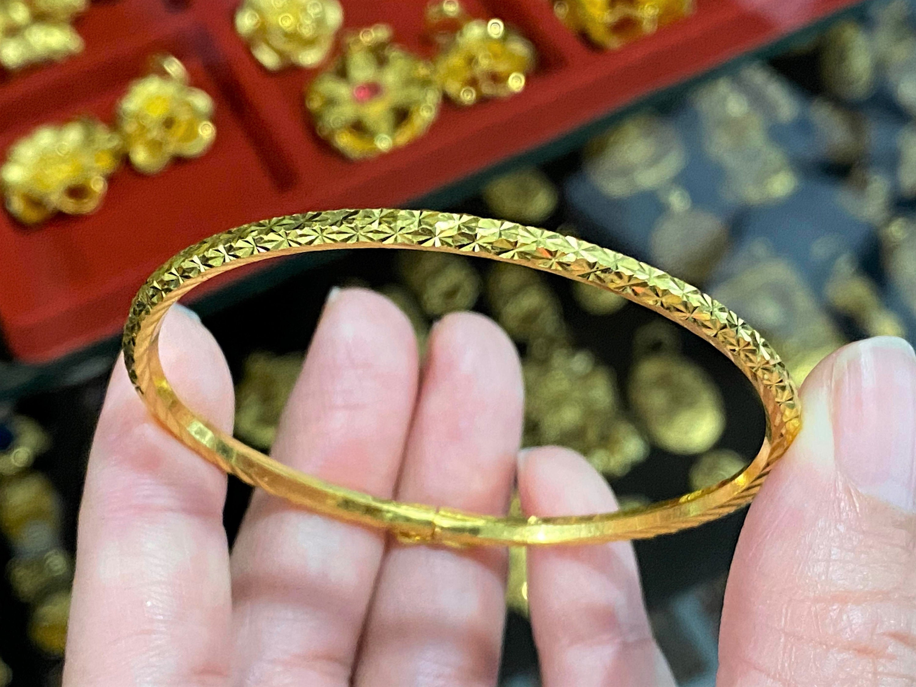 Solid Pure 24K Gold Bracelet Women Men Curb Link Boss Chain 75inch18g  足金999  Inox Wind