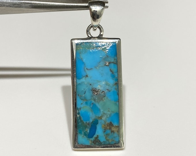 Vintage Sterling Silver Turquoise Pendant.