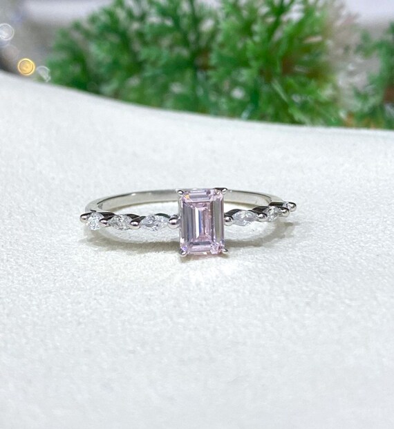 Vintage Sterling Silver Light Pink Sapphire & Whi… - image 4