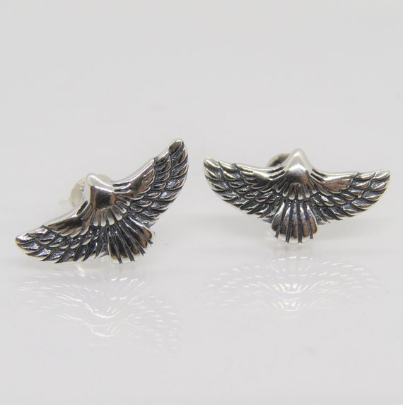 Vintage Sterling Silver Eagle Stud Earrings - image 1