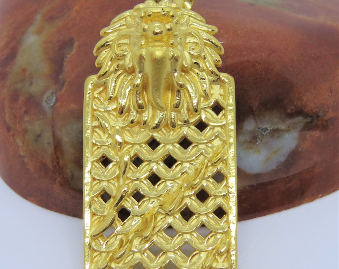 9999 Pure 24k Gold 3D Dragon Hollow Vintage Pendant