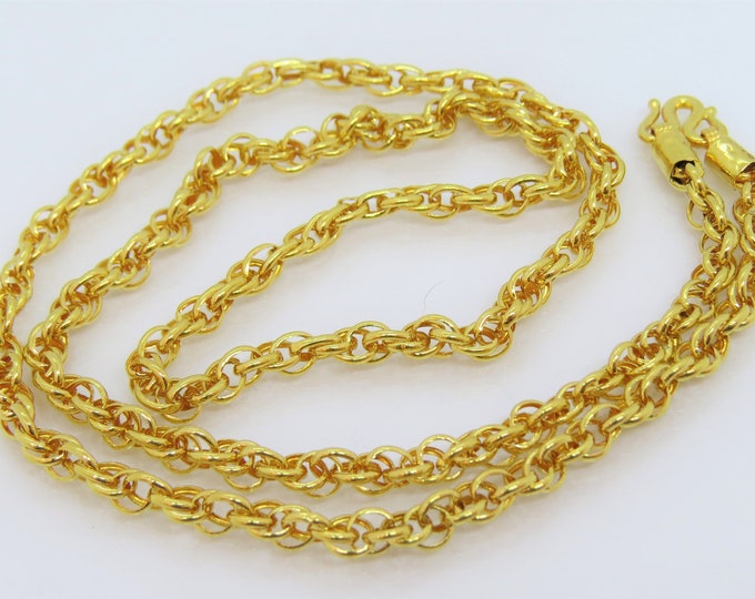 Vintage 24K 980 Pure Gold Twisted Link Chain Necklace 19''