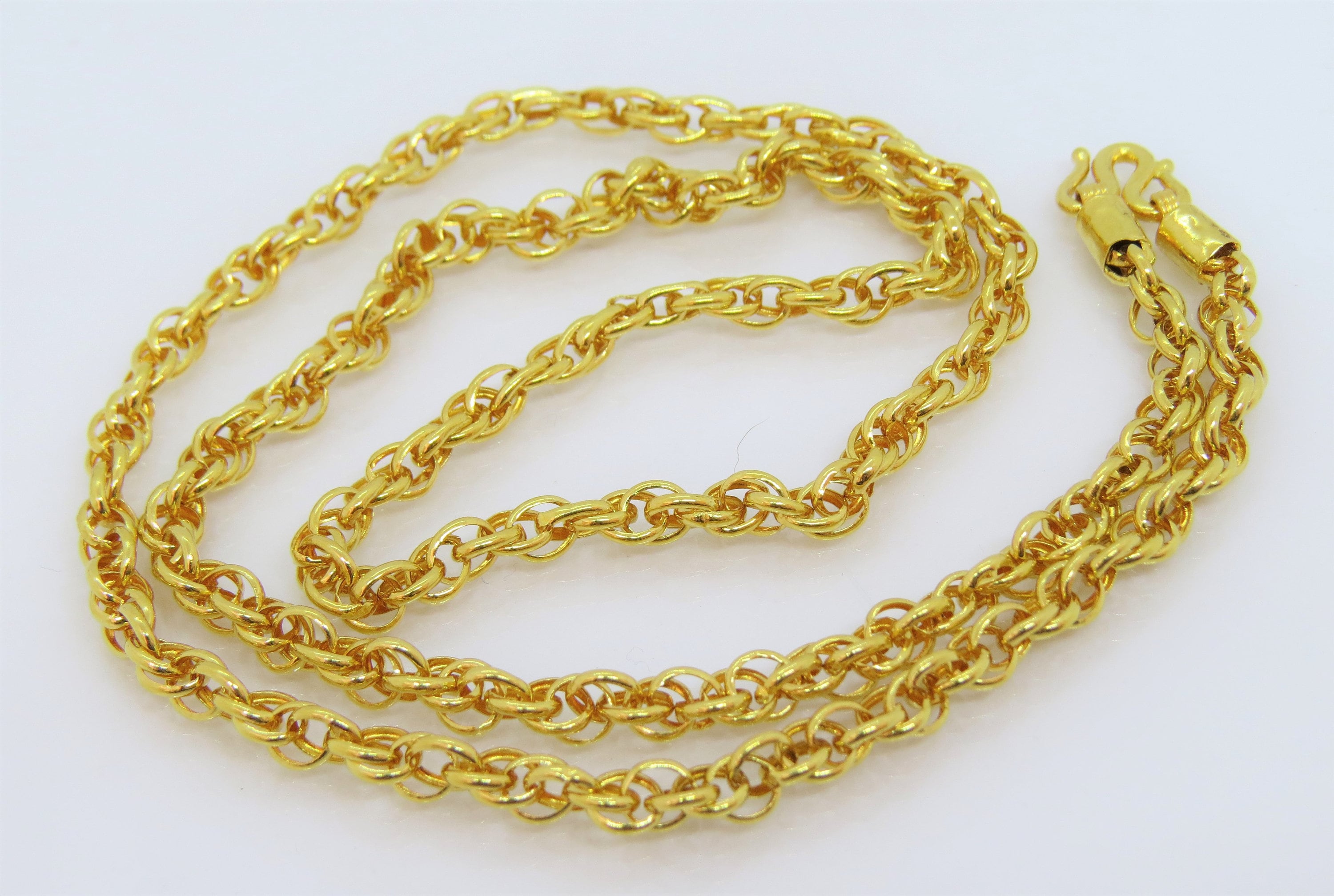 Vintage 24K 980 Solid Pure Gold Anchor Money Coin Chain Link