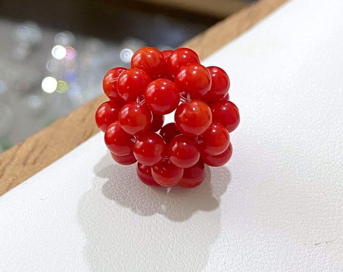 Vintage Natural Italian Red Coral Bead Pendant Make for Charm, Pendant.