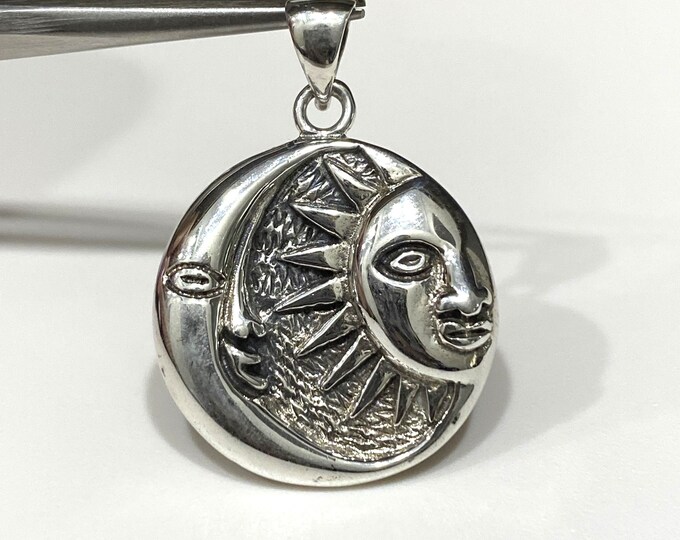 Sterling Silver Sun & Moon Pendant.