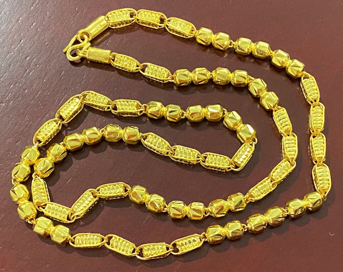 Vintage 23K 980 Solid Gold Balls Link Chain Necklace 20'
