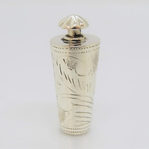 Vintage Sterling Silver Carved Perfume Bottle