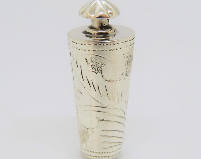 Vintage Sterling Silver Carved Perfume Bottle