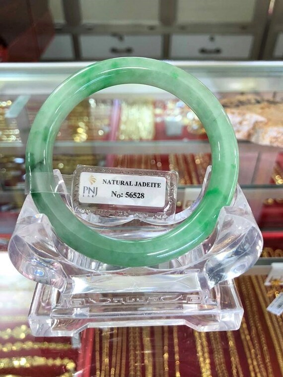 Translucent Natural Green, White Jadeite Jade Vin… - image 1