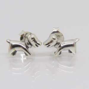 Vintage Sterling Silver Dog Dachshund Stud Earrings