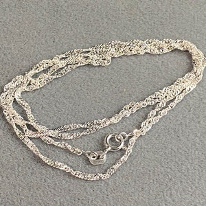 Vintage Sterling Silver Twisted Singapore Link Chain 16'', 18'', 20'', 22'', 24''
