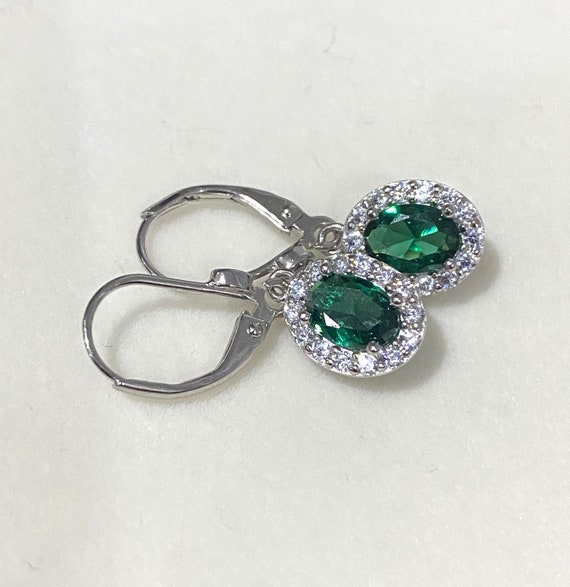Vintage Sterling Silver Emerald & White Topaz Dan… - image 5