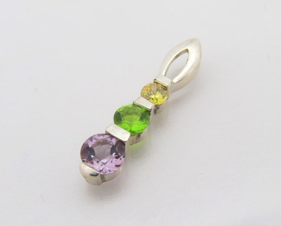 Vintage Sterling Silver Amethyst, Citrine & Perid… - image 3