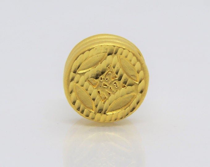 Vintage Pure 24K 9999 Gold Chinese Symbol Good Luck Bead Pendant Make for Bracelet