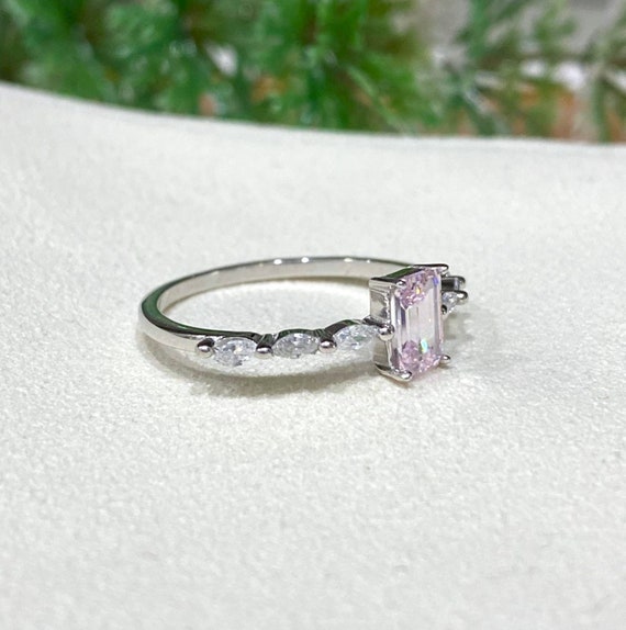 Vintage Sterling Silver Light Pink Sapphire & Whi… - image 5