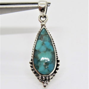 Vintage Sterling Silver Turquoise Pendant