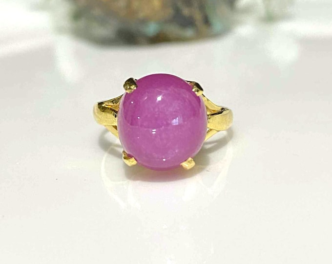 Vintage 14K Solid Yellow Gold 8.7ct Natural Oval cut Ruby Ring Size 6