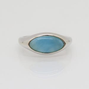 Vintage Sterling Silver Larimar Bold Dome Ring Size 8