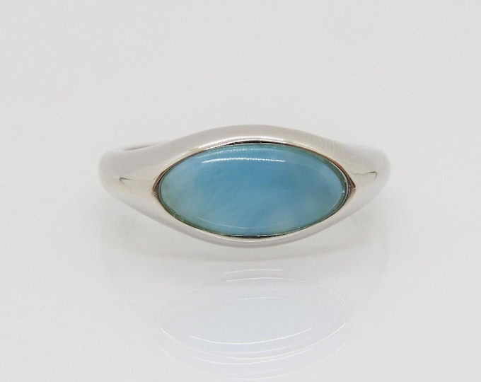 Vintage Sterling Silver Larimar Bold Dome Ring Size 8