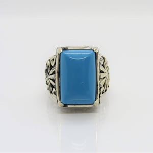 Vintage Sterling Silver Turquoise Filigree High Dome Ring Size 9