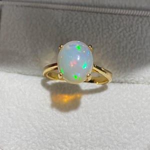 Vintage 14K Solid Yellow Gold 3.85ctw Natural Oval Fire Opal Ring Size 7