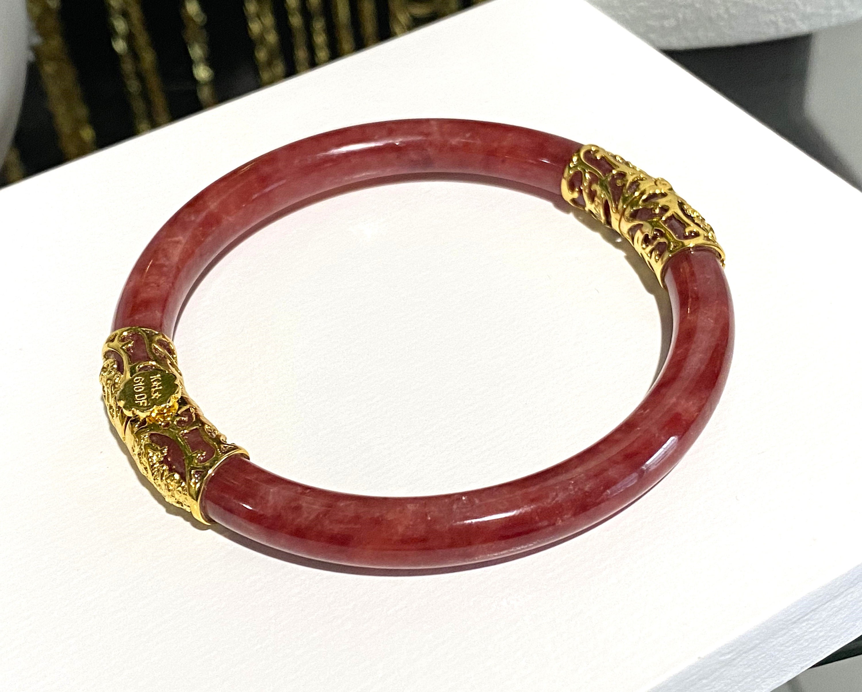 Vintage 15K 610 Solid Gold Translucent Red Jadeite Jade Vintage 15K 610 Solid Gold Translucent Red Jadeite Jade