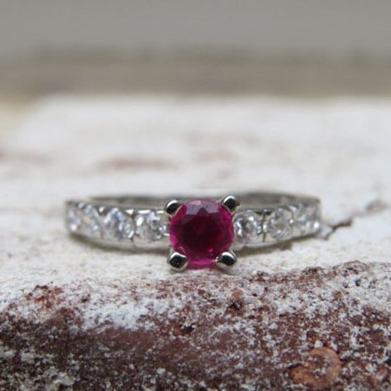 Vintage Sterling Silver Ruby Ring Size 7 - image 7