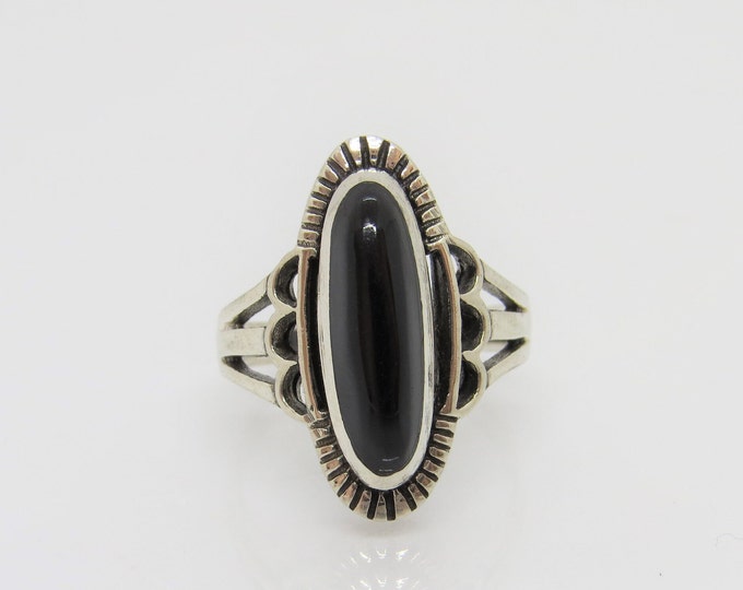 Sterling Silver Black Onyx Ring Size 8