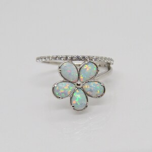 Vintage Sterling Silver White Opal & White Topaz Flower Ring Size 7 - Etsy