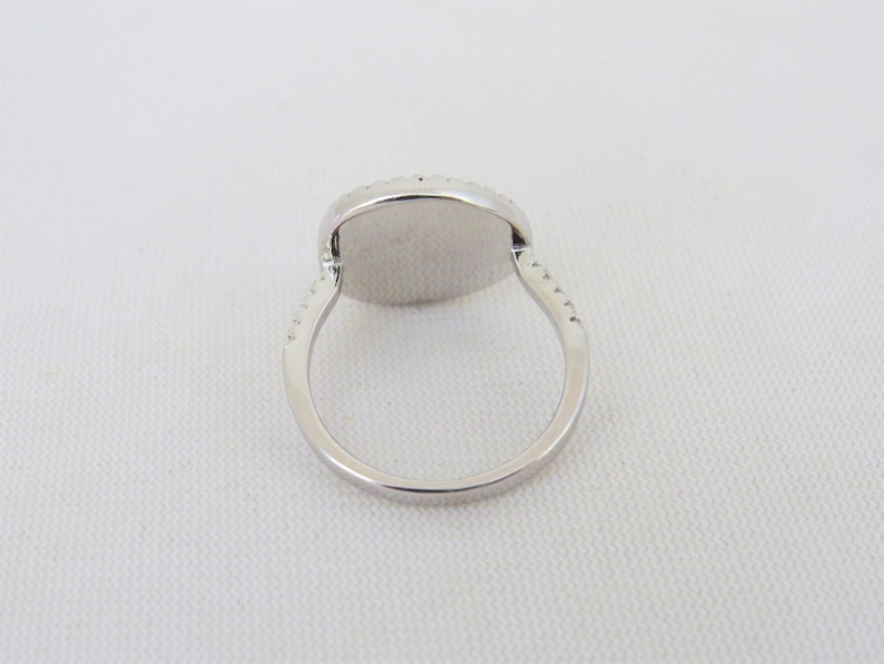 Vintage Sterling Silver White Opal /& White Topaz Ring Size 7