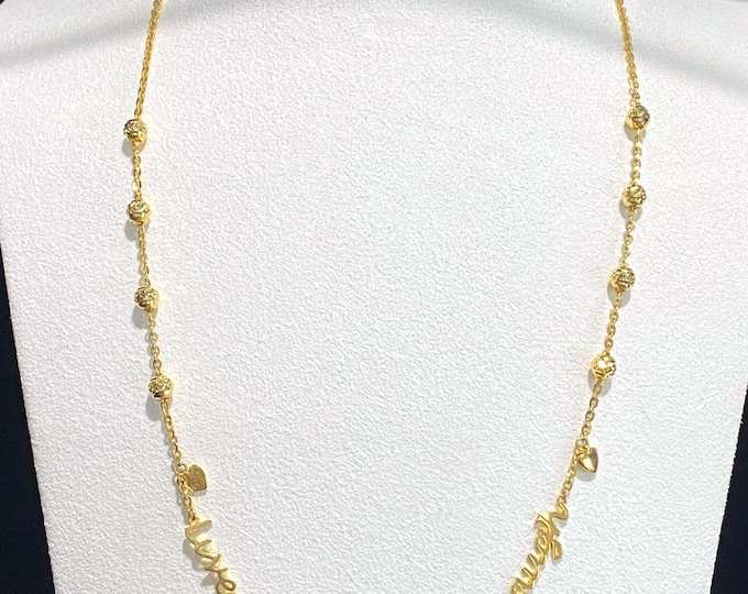 Vintage 15K 610 Solid Yellow Gold Live, Love, Laugh Link Chain Necklace 17'' Length