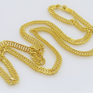 ぜんざいさま専用　Chapado en Laton 　ゴールドコンビ　Lx Vintage 24K 980 Solid Gold Cuban Link Chain Necklace 18.5