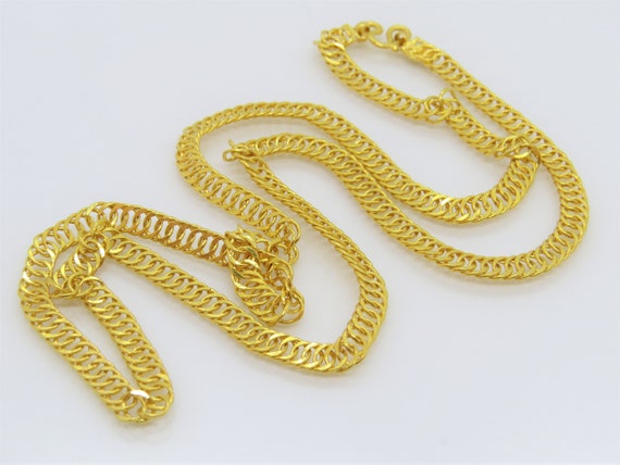 Vintage 24K 980 Solid Gold Cuban Link Chain Neckl… - image 2