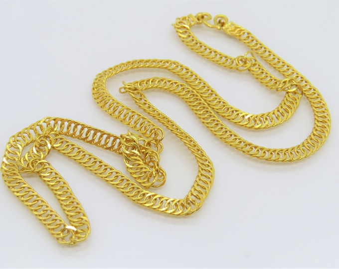 Vintage 24K 980 Solid Gold Cuban Link Chain Necklace 18.5''