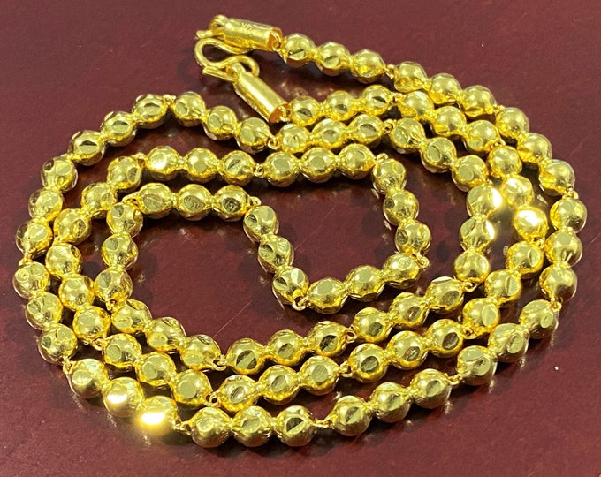 Vintage 24K 980 Pure Gold Balls Link Chain Necklace 18''