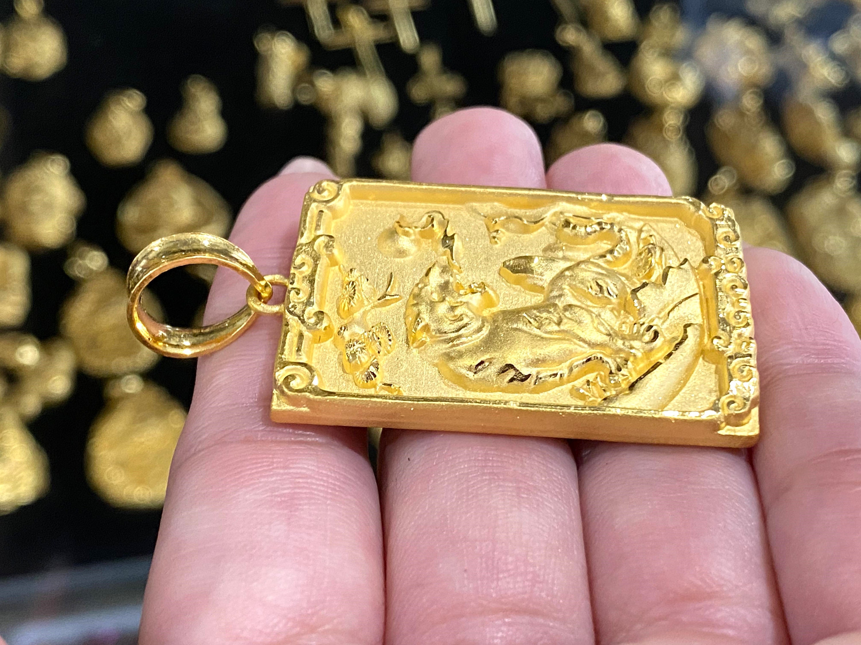 Vintage 24K 999 Pure Gold Tiger Year of Tiger Pendant. - Etsy