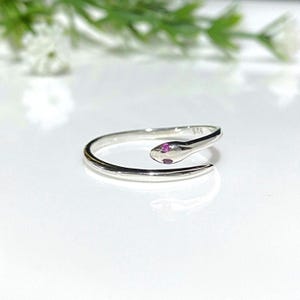 Vintage Sterling Silver Ruby Snake Ring Size 5,6,8,9