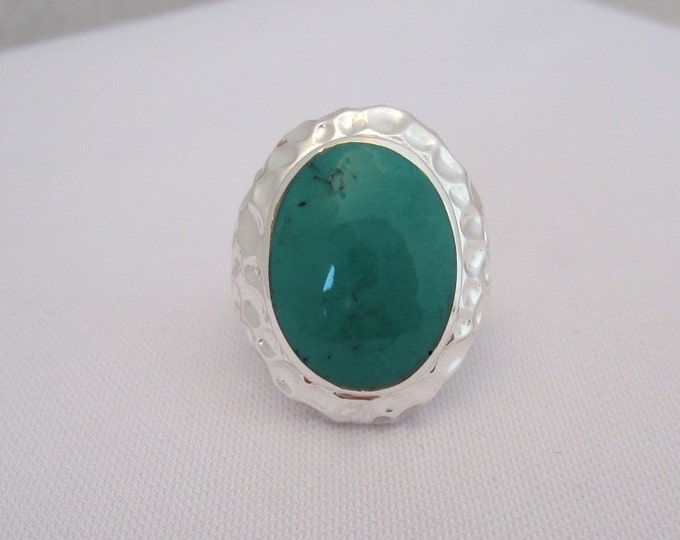 Vintage Modernist Sterling Silver Turquoise Dome Ring Size 7.75