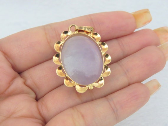 Vintage 18K Solid Yellow Gold Translucent Oval Pu… - image 6
